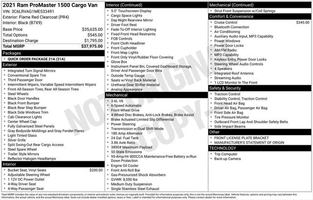 2021 Ram ProMaster Cargo Van Low Roof 136" WB for sale in Warren, MI