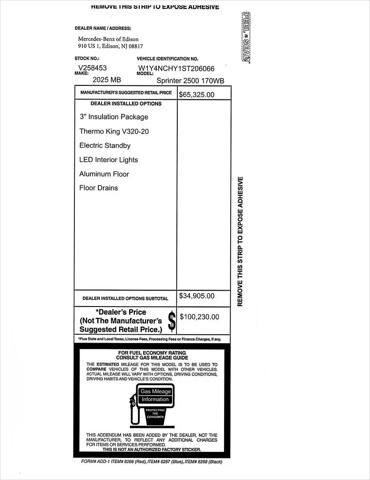 2025 Mercedes-Benz Sprinter 2500 High Roof 4-Cyl Diesel HO
