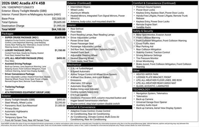 2026 GMC Acadia AT4 AWD