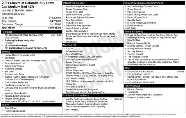 2021 Chevrolet Colorado 4WD Crew Cab Short Box ZR2