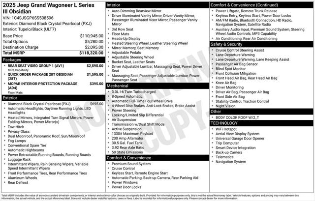 2025 Jeep Grand Wagoneer L Series III Obsidian 4x4