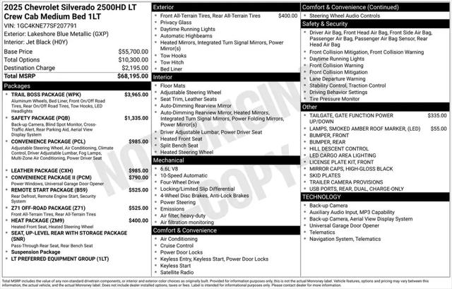 2025 Chevrolet Silverado 2500HD 4WD Crew Cab Standard Bed LT