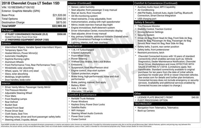 2018 Chevrolet Cruze LT Auto