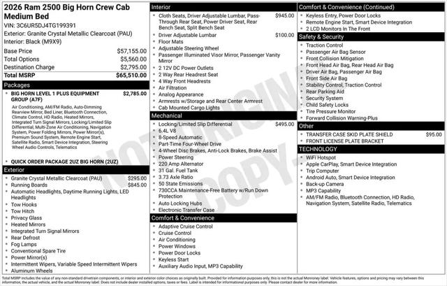 2026 Ram 2500 Big Horn Crew Cab 4x4 6'4" Box