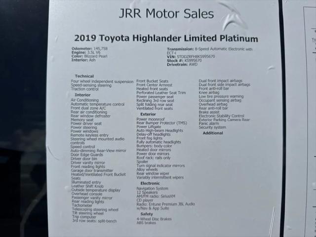 2019 Toyota Highlander Limited Platinum