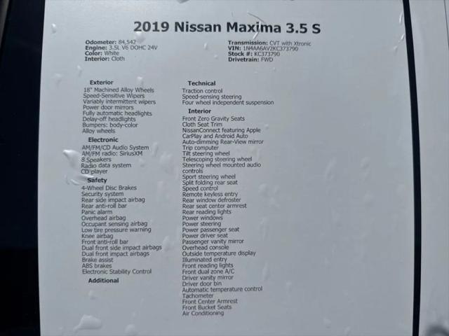 2019 Nissan Maxima 3.5 S