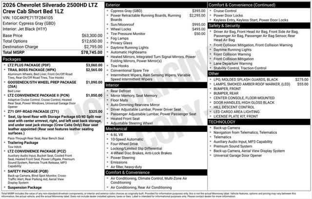 2026 Chevrolet Silverado 2500HD Crew Cab, Standard Bed, LTZ, 4WD