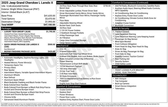 2025 Jeep Grand Cherokee L Laredo X 4x4 2025 Jeep Grand Cherokee L Laredo X 4x4