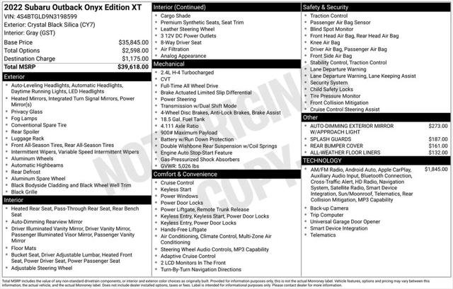 2022 Subaru Outback Onyx Edition XT 2022 Subaru Outback Onyx Edition XT