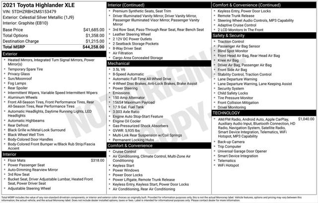 2021 Toyota Highlander XLE 2021 Toyota Highlander XLE
