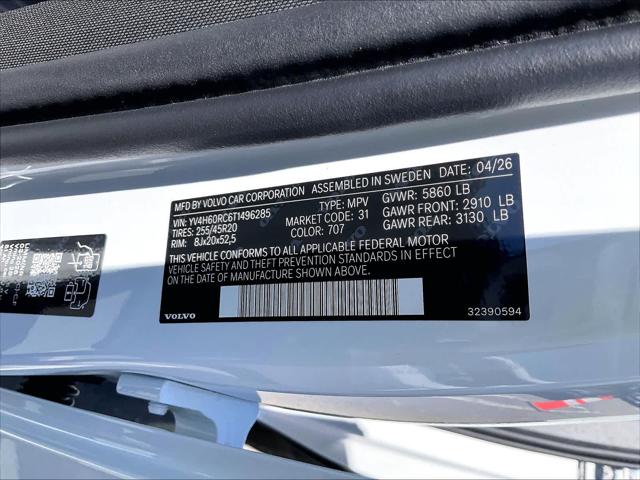 2026 Volvo XC60 Plug-In Hybrid Plus, T8 AWD Electric/Gasoline, Dark