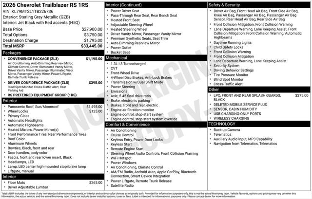 2026 Chevrolet TrailBlazer FWD RS