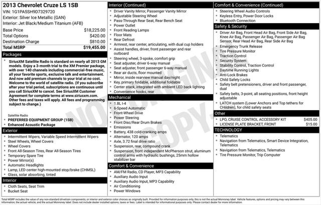 2013 Chevrolet Cruze LS Auto