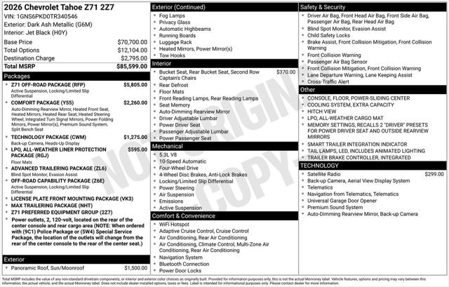2026 Chevrolet Tahoe 4WD Z71