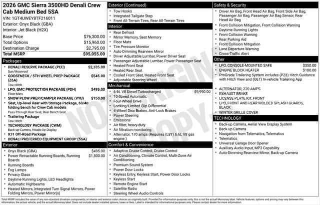 2026 GMC Sierra 3500HD Crew Cab, Long Bed, Denali, 4WD