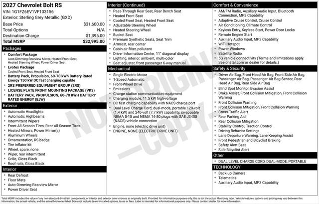 2027 Chevrolet Bolt RS FWD