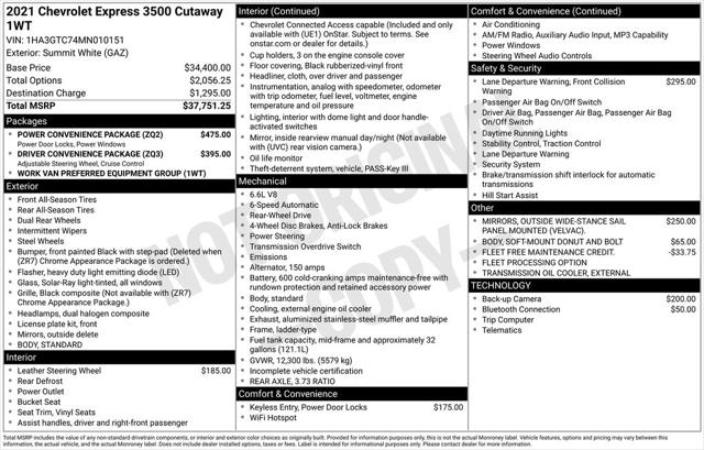 2021 Chevrolet Express Cutaway Work Van