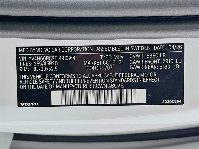 2026 Volvo XC60 Plug-In Hybrid Plus, T8 AWD Electric/Gasoline, Dark