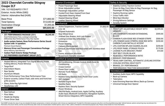 2023 Chevrolet Corvette Stingray RWD Coupe 2LT