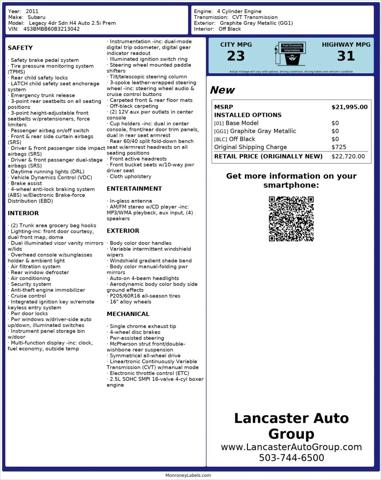 2011 Subaru Legacy 2.5i Premium