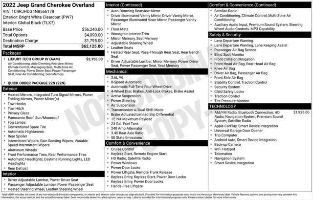 2022 Jeep Grand Cherokee Overland 4x4