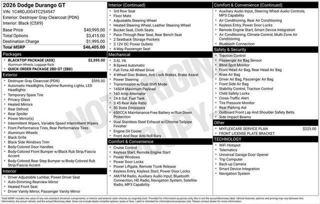 2026 Dodge Durango DURANGO GT AWD