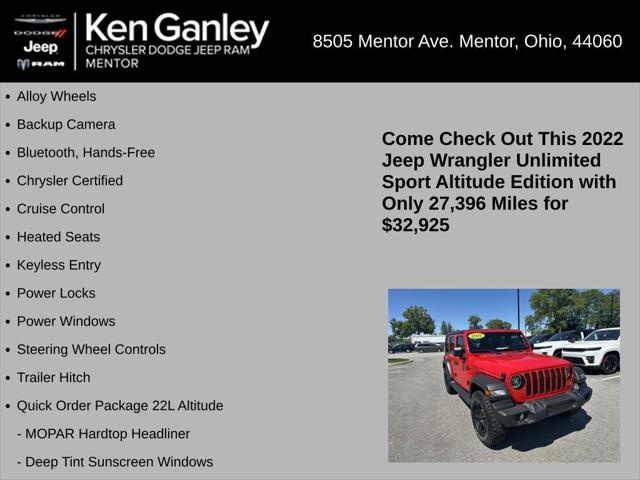 2022 Jeep Wrangler Unlimited Sport Altitude 4x4