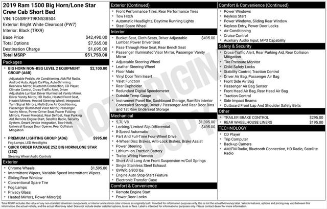 2019 RAM 1500 Big Horn/Lone Star Crew Cab 4x4 57 Box 2019 RAM 1500 Big Horn/Lone Star Crew Cab 4x4 57 Box
