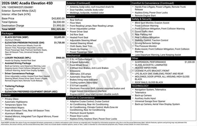 2026 GMC Acadia Elevation FWD