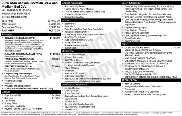 2026 GMC Canyon Elevation, RWD