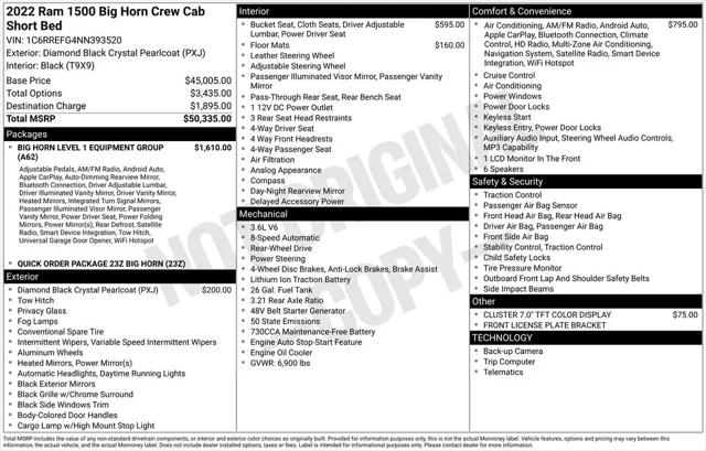 2022 Ram 1500 Big Horn Crew Cab 4x2 5'7" Box