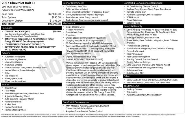 2027 Chevrolet Bolt LT FWD
