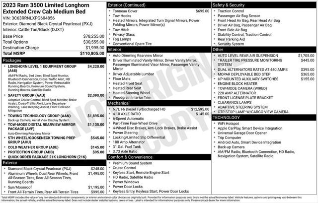 2023 Ram 3500 Limited Longhorn Mega Cab 4x4 6'4" Box
