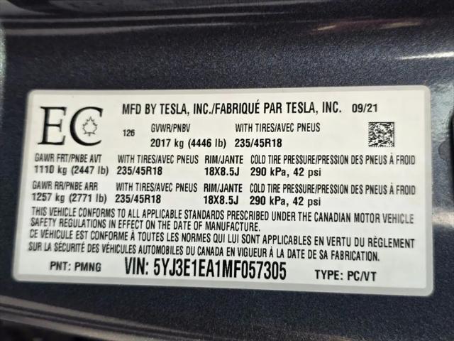 2021 Tesla Model 3 Standard Range Plus Rear-Wheel Drive