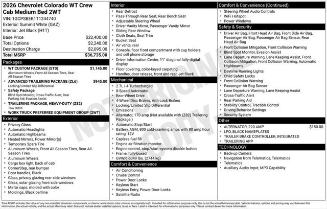 2026 Chevrolet Colorado WT, RWD