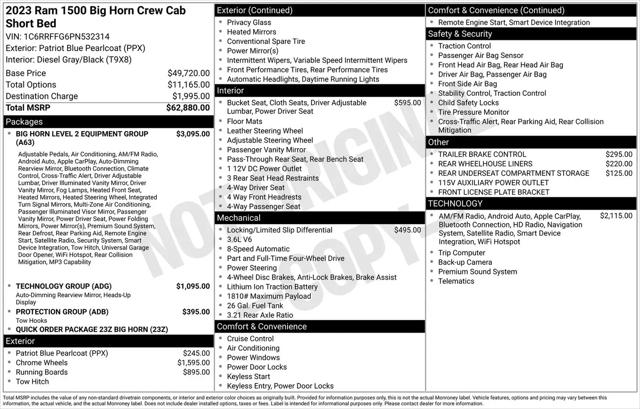 2023 Ram 1500 Big Horn Crew Cab 4x4 5'7" Box