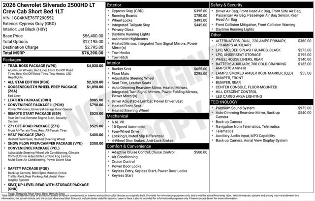2026 Chevrolet Silverado 2500HD Crew Cab, Standard Bed, LT, 4WD
