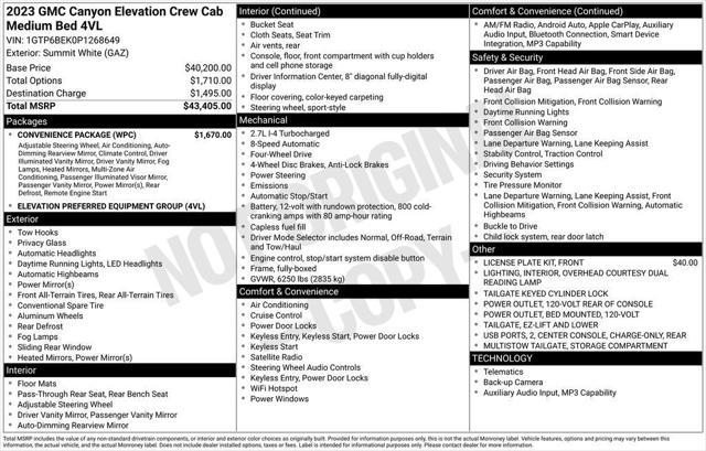 2023 GMC Canyon 4WD Crew Cab Short Box Elevation