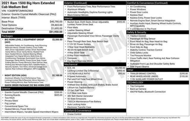 2021 Ram 1500 Big Horn Quad Cab 4x4 6'4" Box