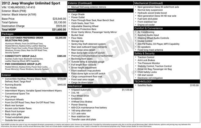 2012 Jeep Wrangler Unlimited Sport