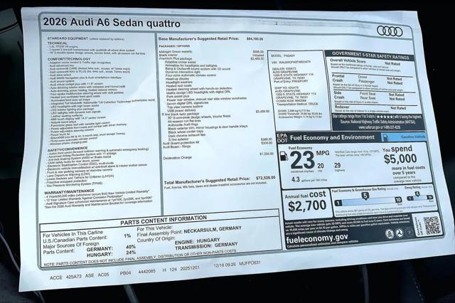 2026 Audi A6 Premium Plus quattro S tronic