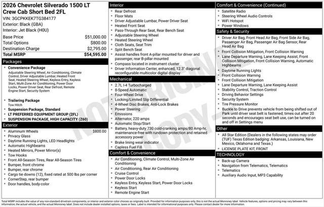 2026 Chevrolet Silverado 1500 4WD Crew Cab Short Bed LT with 2FL