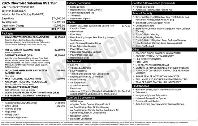 2026 Chevrolet Suburban RST, 4WD