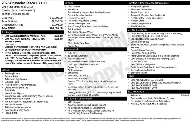 2026 Chevrolet Tahoe 4WD LS