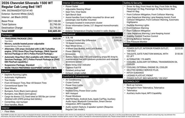 2026 Chevrolet Silverado 1500 2WD Regular Cab Long Bed WT
