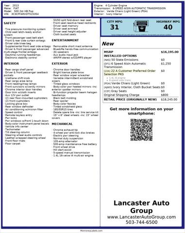 2013 Fiat 500 Pop