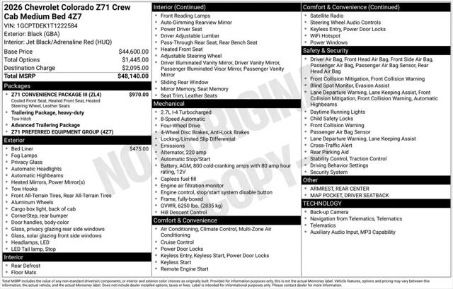 2026 Chevrolet Colorado Z71, 4WD