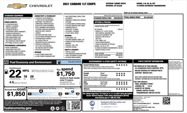 2021 Chevrolet Camaro RWD Coupe 1LT