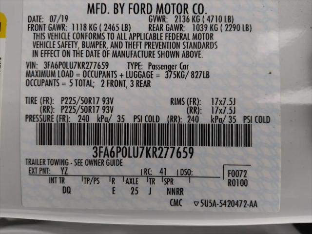 2019 Ford Fusion Hybrid SE