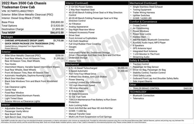 2022 Ram 3500 Tradesman/SLT/Laramie/Limited